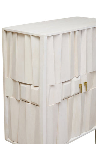 Sita Two Door Whitewash Mango Wood Abstract Cabinet