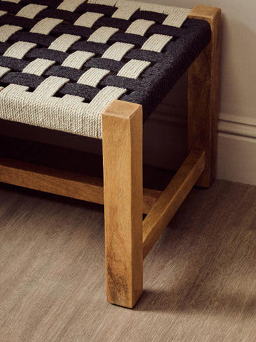 Satna Black And White Jute Bench