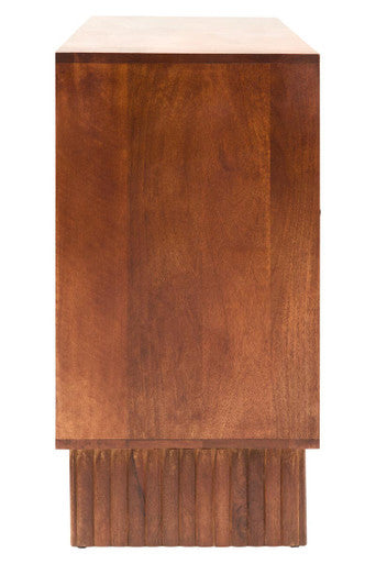 Siva Mango Wood Sideboard Natural Frame With Black Hammered Design Doors