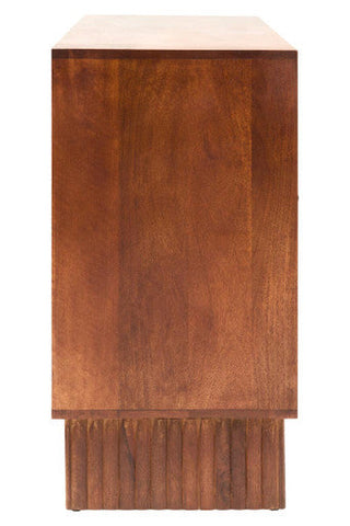 Siva Mango Wood Sideboard Natural Frame With Black Hammered Design Doors