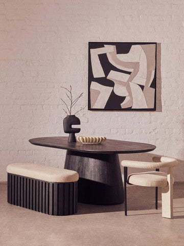 Perdoba Cream Texture Linen Dining Chair with Black Metal Frame