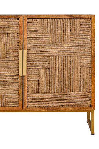 Teora Mango Wood Paper Rope Detail Four Door Sideboard