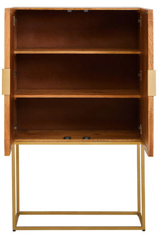 Teora Paper Rope Detail Two Door Mango Wood Cabinet