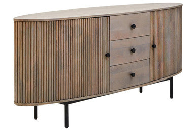 Torello Three Drawer Grey Mango Wood Sideboard