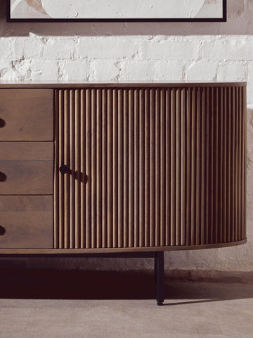 Torello Two Door Three Drawer Grey Mango Wood Sideboard