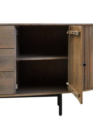Torello Three Drawer Grey Mango Wood Sideboard
