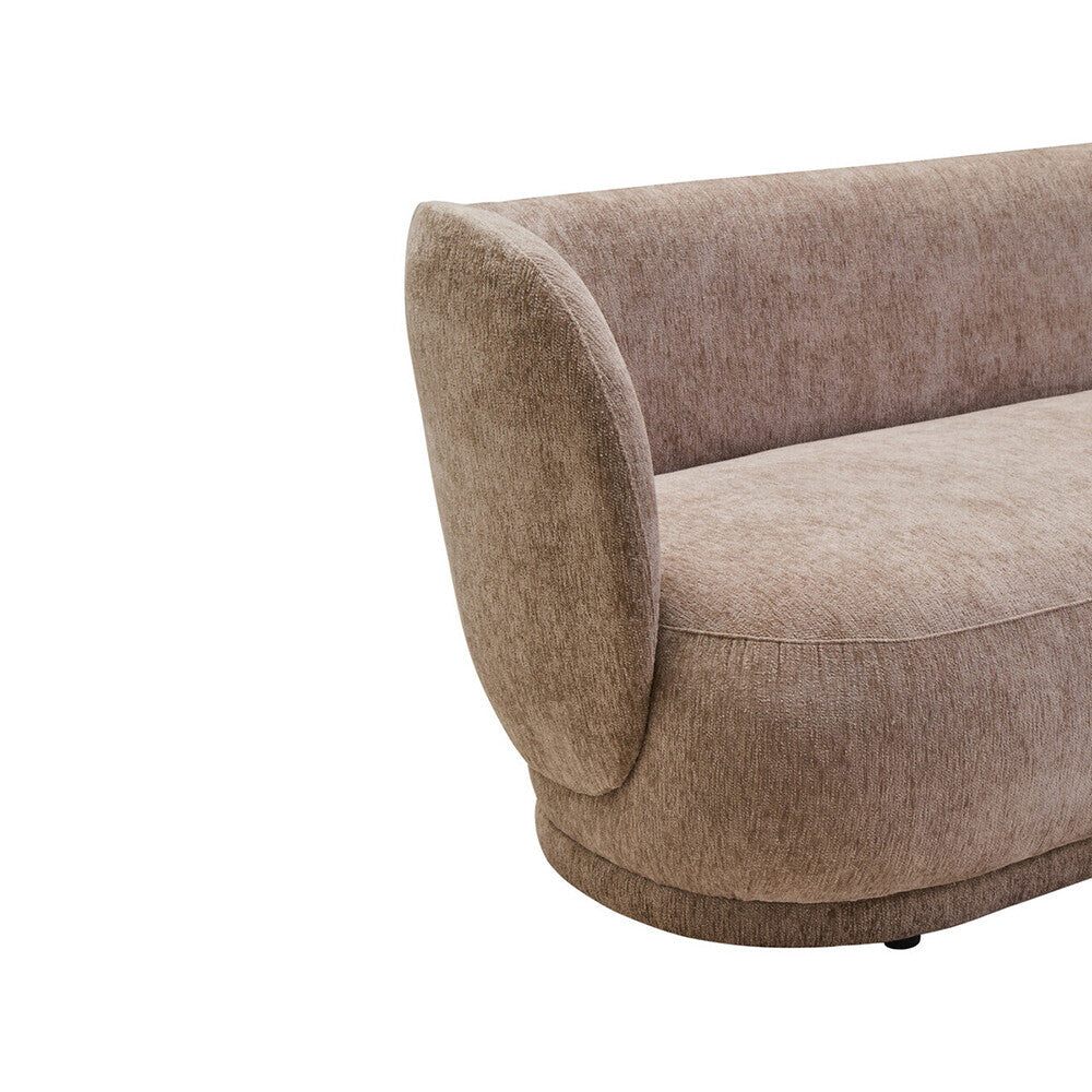 Delray Textured Chenille Effect Deep Stone Curve Three Seater Sofa