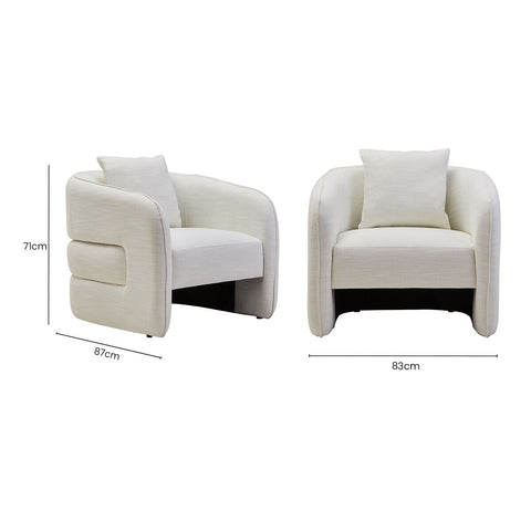 Bilani Cream Linen Effect Curved Chair