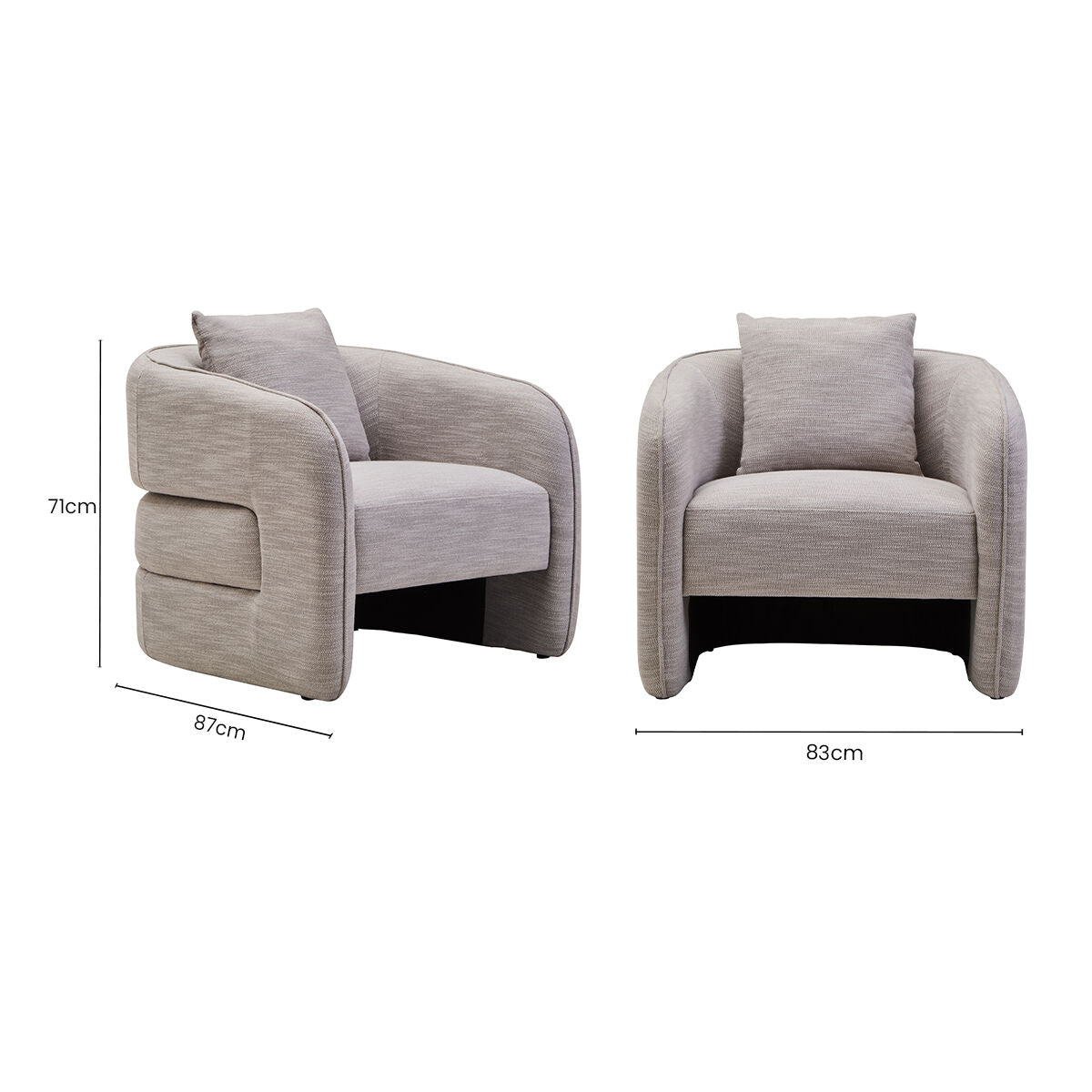 Bilani Grey Linen Effect Curved Chair