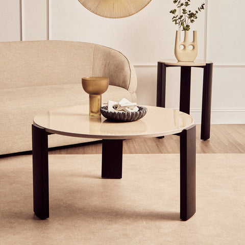 Palermo Round Cream Marble Top Large Coffee Table