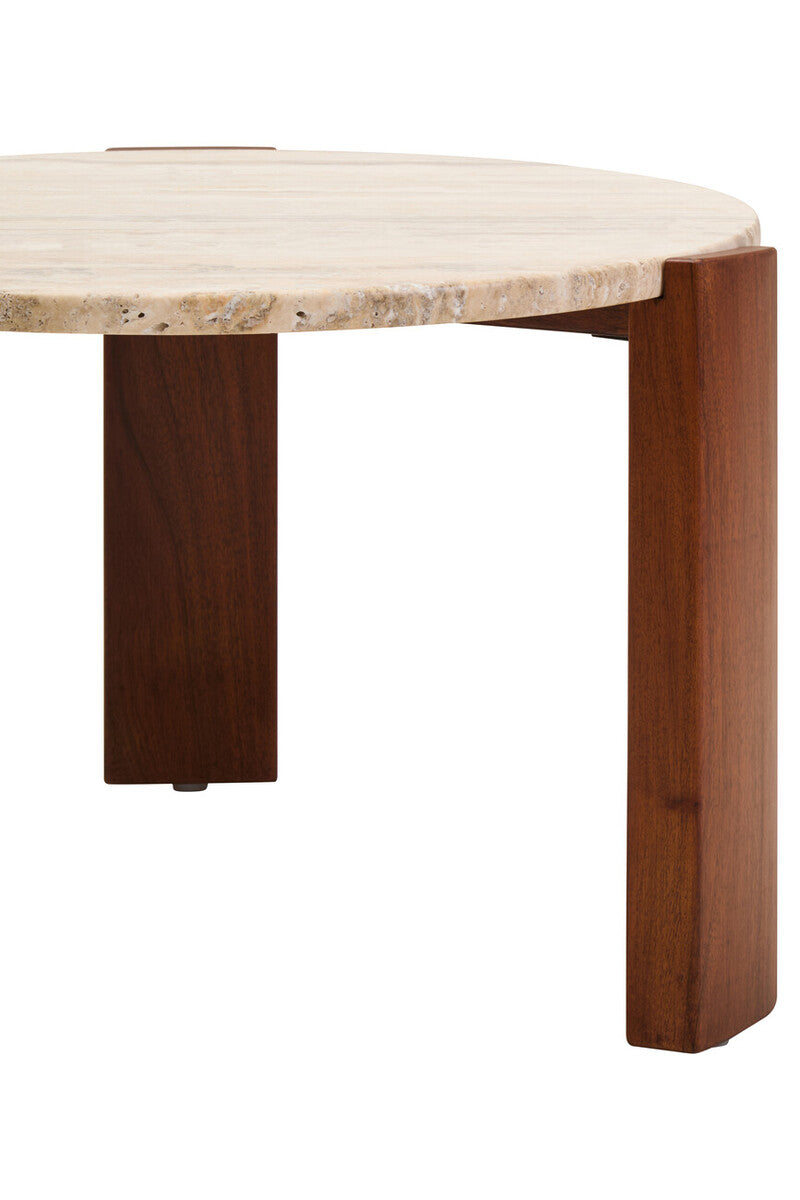 Palermo Round Travertine Top Small Coffee Table