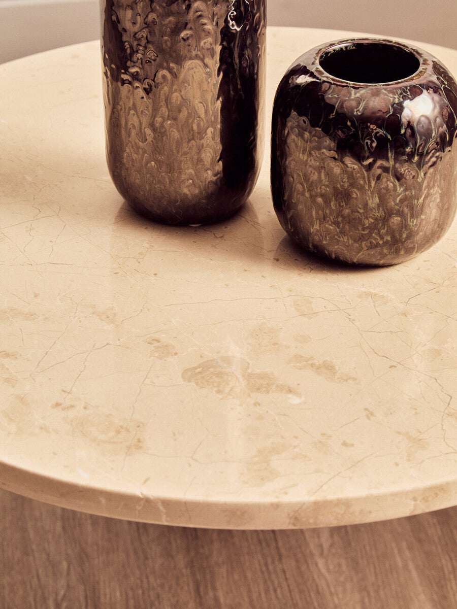 Palermo Round Cream Marble Top Small Coffee Table