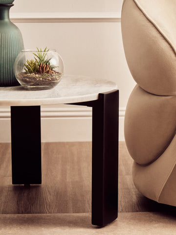 Palermo Round White Marble Top Small Coffee Table