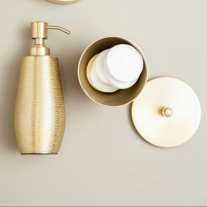 Allegra Aluminium Gold Finish 300ml Bathroom Jar