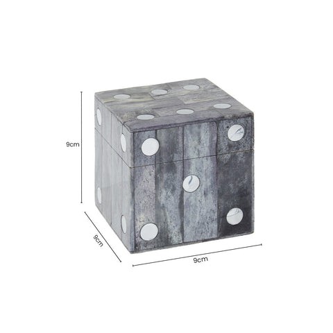 Churchill Games Grey Bone Dice Box with 5 Black Dice