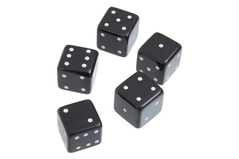 Churchill Games Black and Gold Dice Box with 5 Black Dice