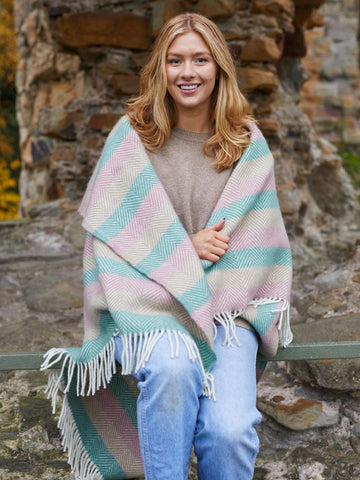 Stripe Pure New Wool Throw - Summer Breeze
