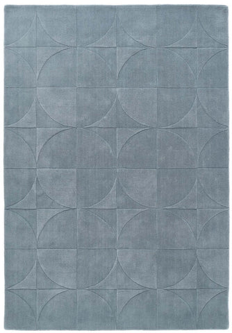 Penny Duck Egg Blue Geometric Wool Rug
