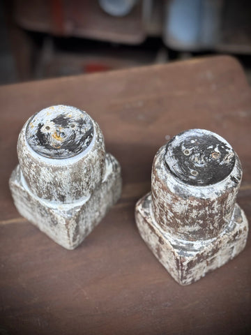 Pair Of Rustic Wooden Candle Holders / Large Church Candle Candlesticks /P
