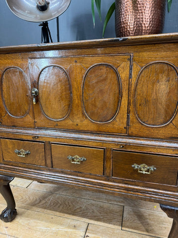 Antique Oak Sideboard / 18th Century Oak Cupboard on Stand / TV Stand