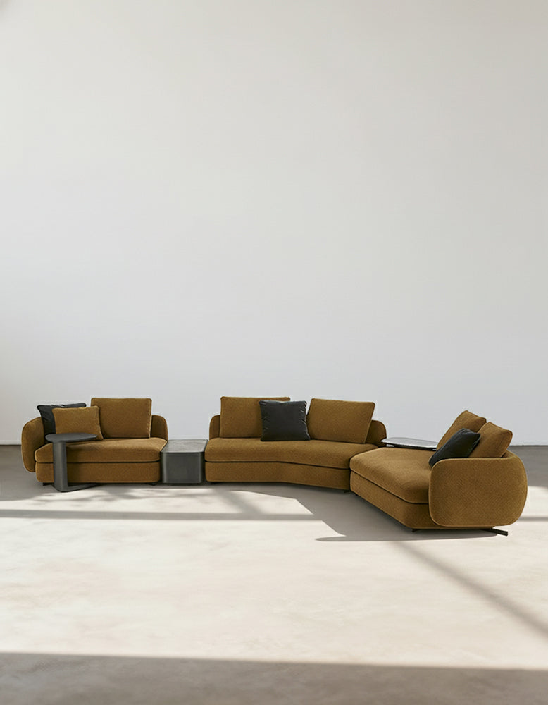 Randal Corner Sofa, Curved Sofa, Different Sizes & Fabrics Available