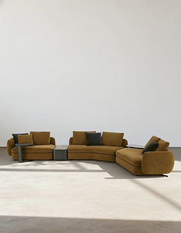 Randal Corner Sofa, Curved Sofa, Different Sizes & Fabrics Available