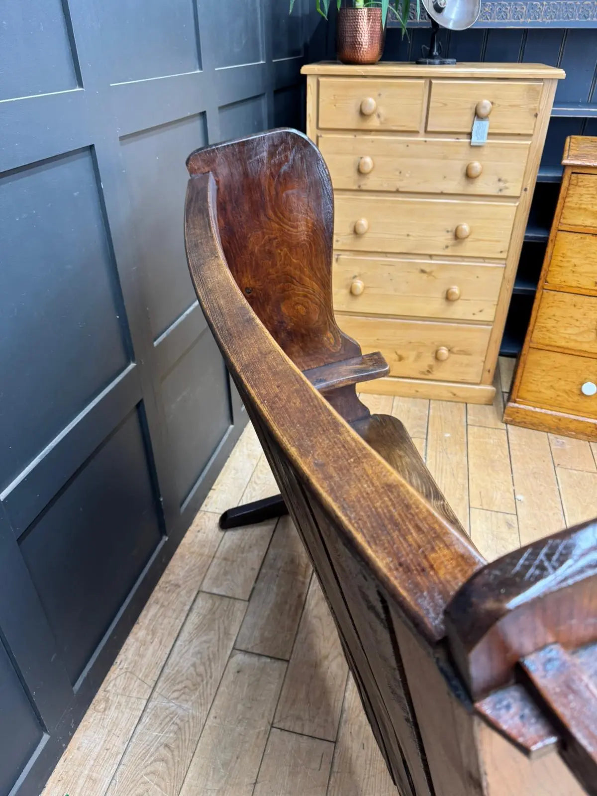 Arts & Crafts Elm Settle Bench Hall Seat Pew Antique Furniture 144cm