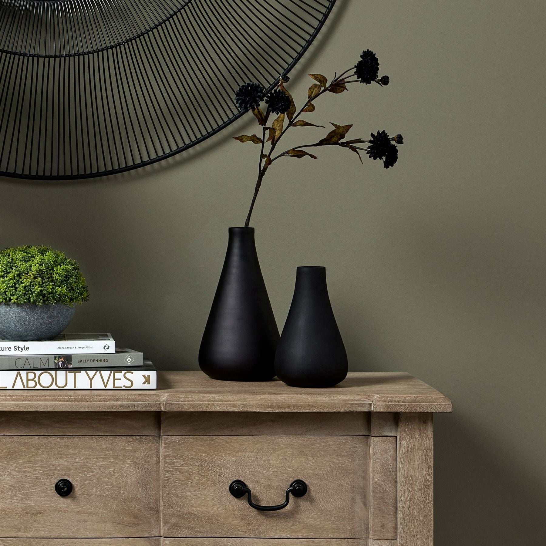 Black Tapered  Short Glass Vase