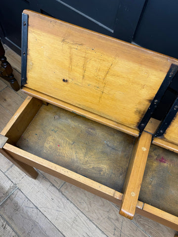 Vintage Double School Desk with Lift-Up Storage | Old Children’s Desk