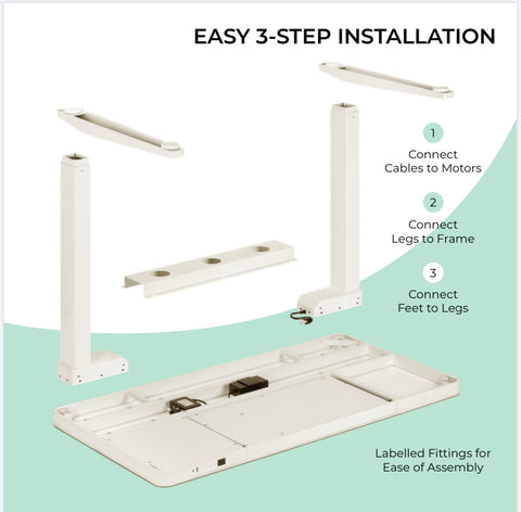 E-Max Electric Height Adjustable Desk White (Glass Top) – Purus Life
