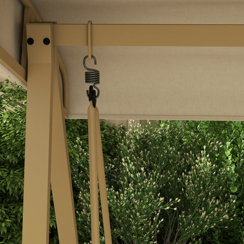 Outsunny Three-Seat Garden Swing Chair, with Adjustable Canopy - Beige