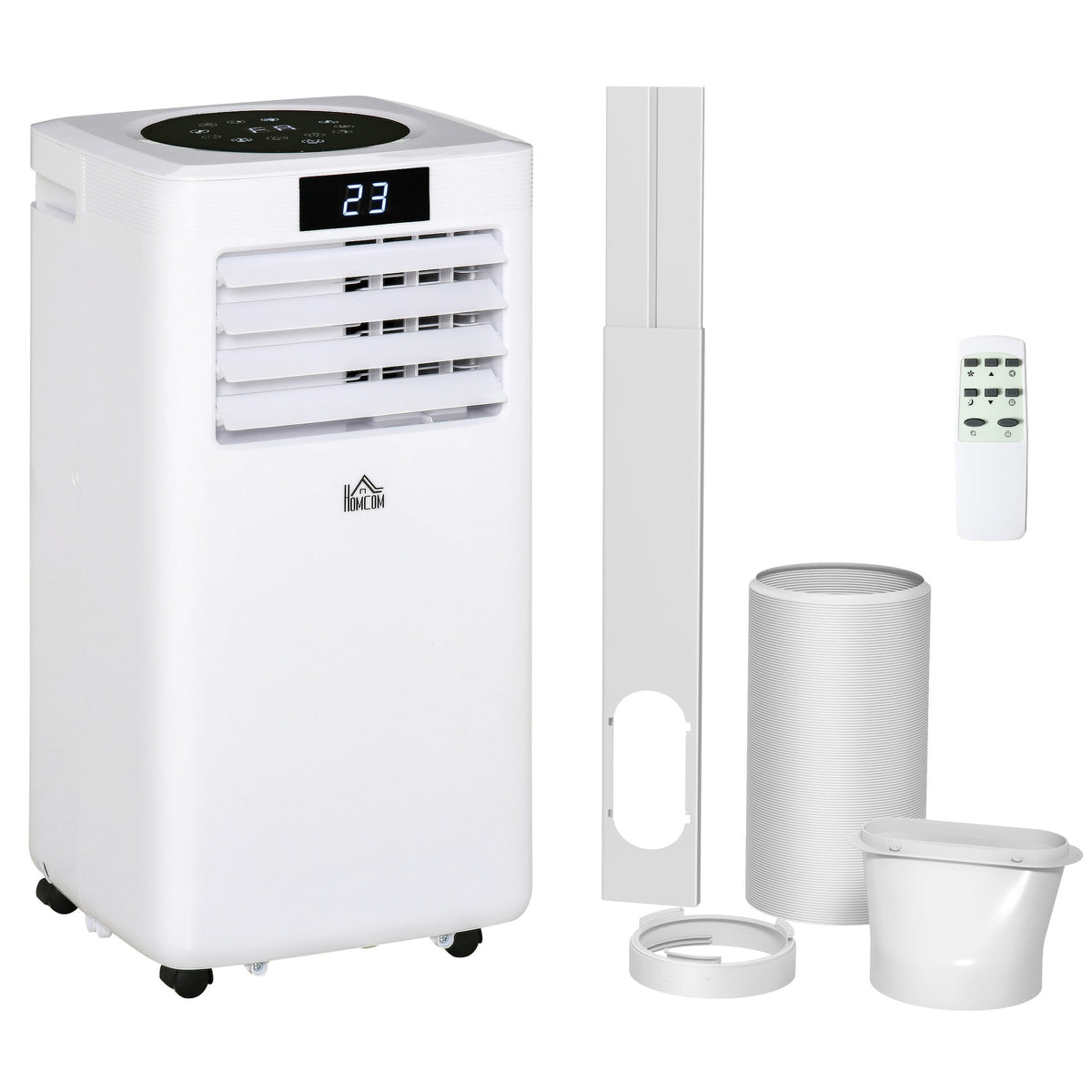 HOMCOM 10000 BTU Air Conditioning Unit, 3-in-1 Portable Air Conditioner, Dehumidifier, Cooling Fan with Remote Control, Digital Display, 2 Speeds, 24H Timer, Window Venting Kit, 22m\'c2\'b2
