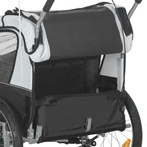 HOMCOM 2 Seat Bike Trailer with 5 Point Harness, Baby Bike Stroller with Safety Flag, Reflectors, for 18+ Months, Black