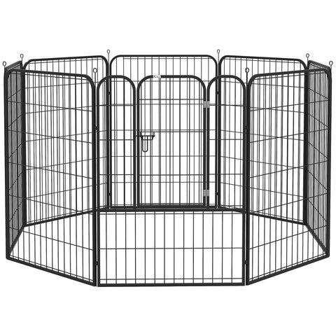 PawHut 8 Panels Heavy Duty Puppy Playpen, for Large, Medium Dogs, Indoor and Outdoor Use - Black