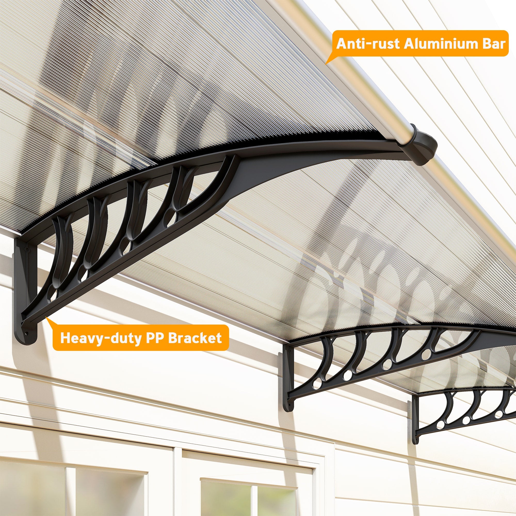 Outsunny Front Door Canopy, Outdoor Awning, Rain Shelter, 303 x 96cm , Clear