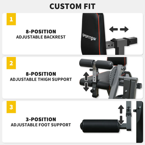 SPORTNOW Seated Leg Extension Machine, Adjustable Leg Raise Machine and Curl Machine with Plate Loaded for Hip, Thigh, Lower Body Workout