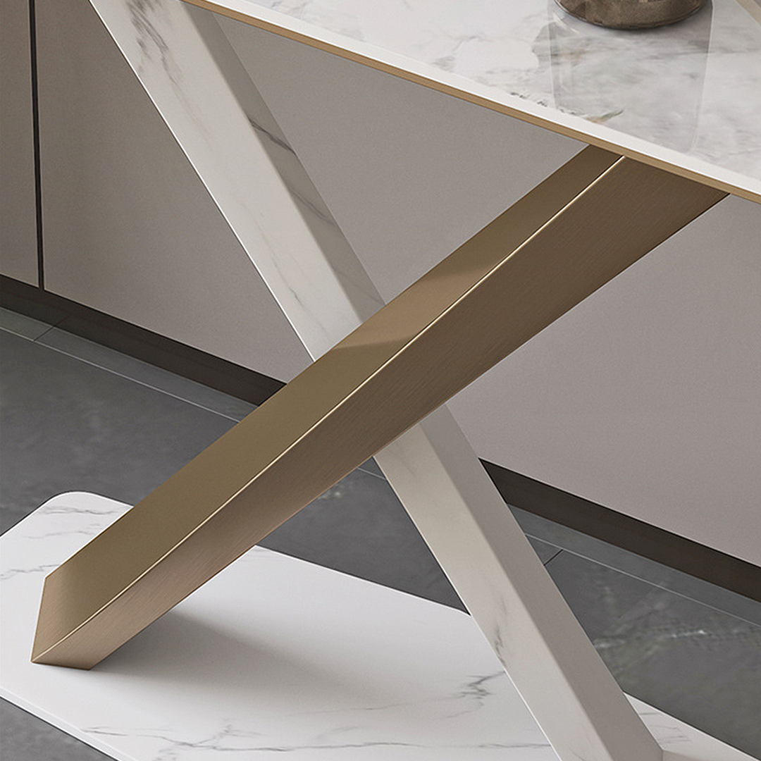 Jarawa Vintage Console Table, Gold & White
