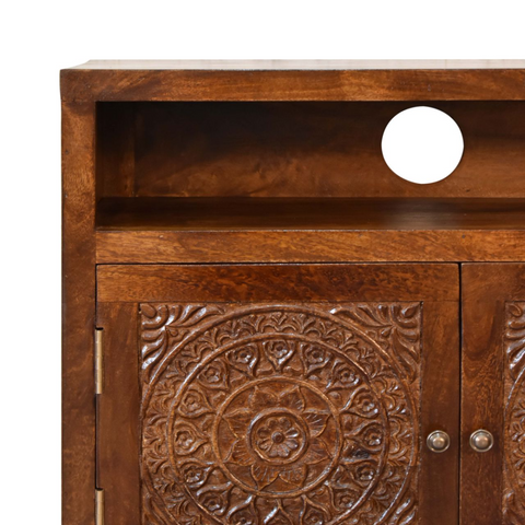 Artisan Furniture Solid Mango Wood Tova Open Shelf Cabinet