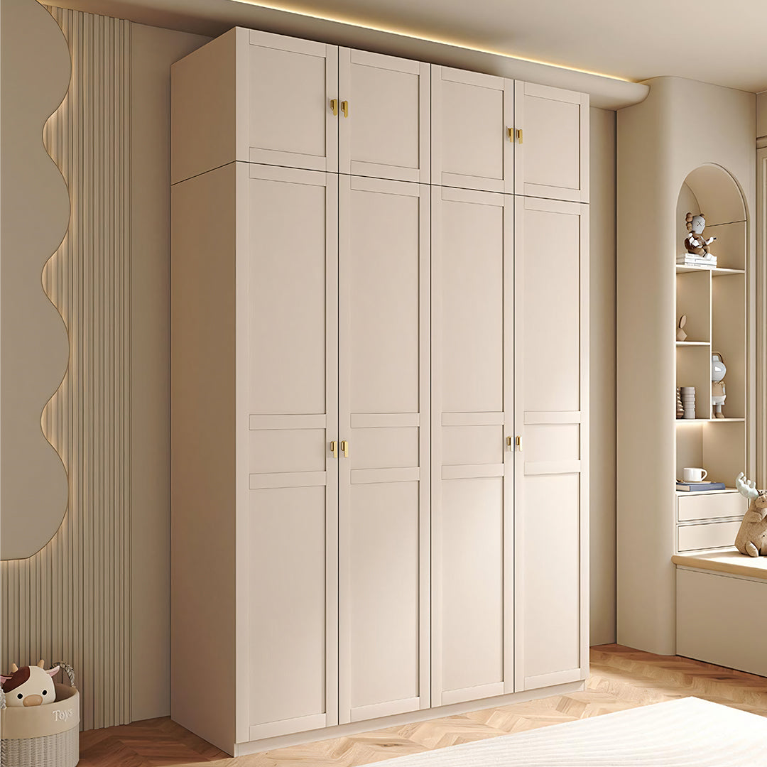 Leclerc Tall Wooden Wardrobe, Cream