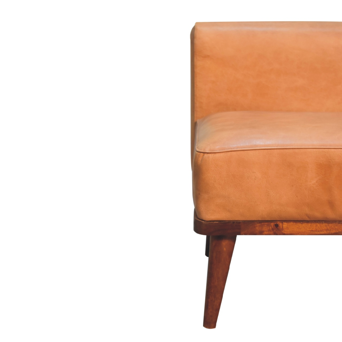 Artisan Furniture Solid Mango Wood Tan Buffalo Backrest Footstool