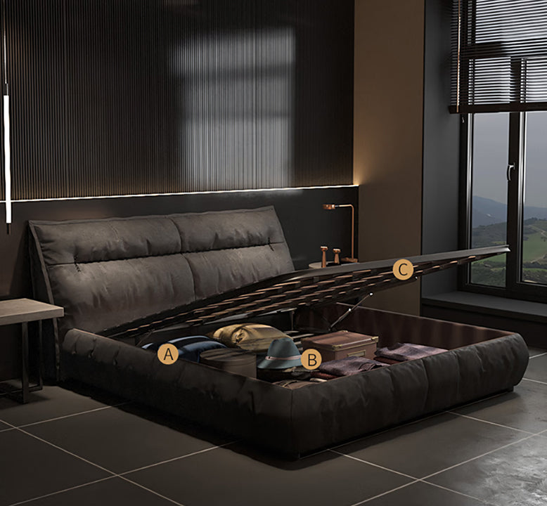 Raj King Size, Super King Size Bed With Storage, Dark Grey