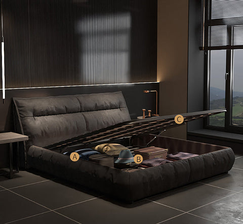Raj King Size, Super King Size Bed With Storage, Dark Grey