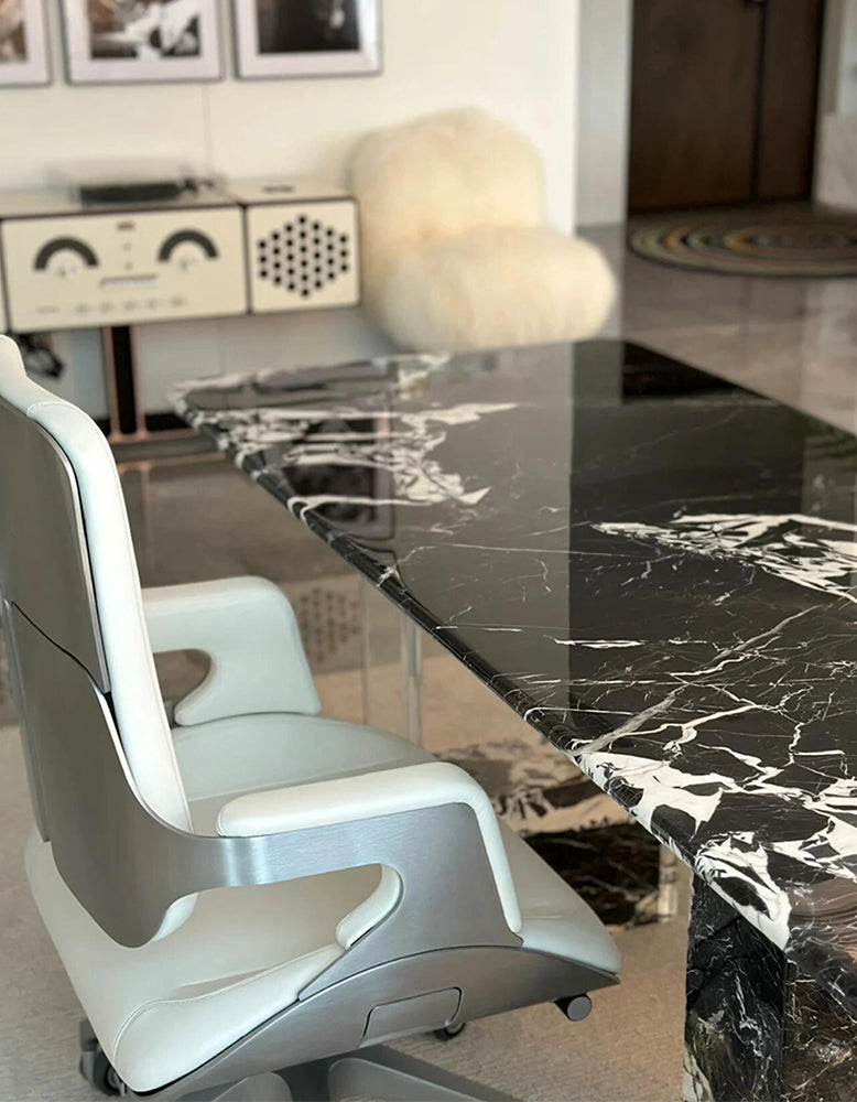 Blanchard Office Desk, Acrylic & Black Marble
