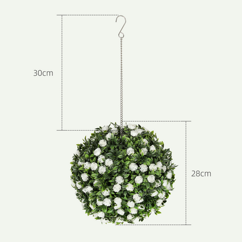 HOMCOM Set of 2 Artificial Plant Topiary Rose Balls, Faux Plants