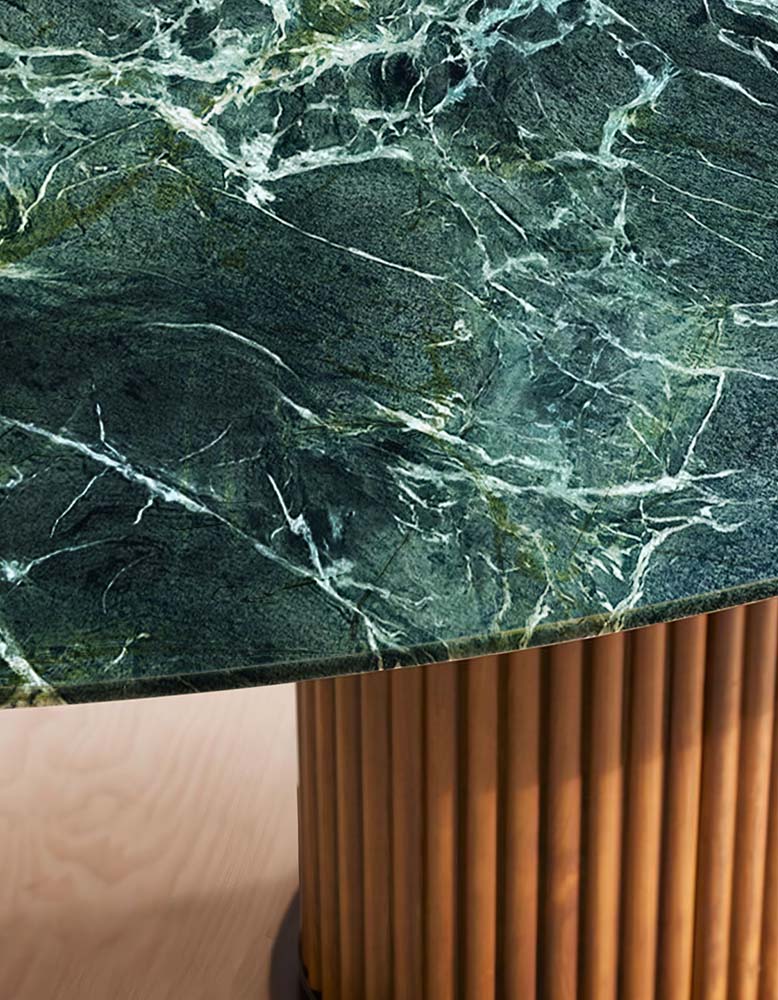 Murcell Oval Dining Table, Lara Green Marble