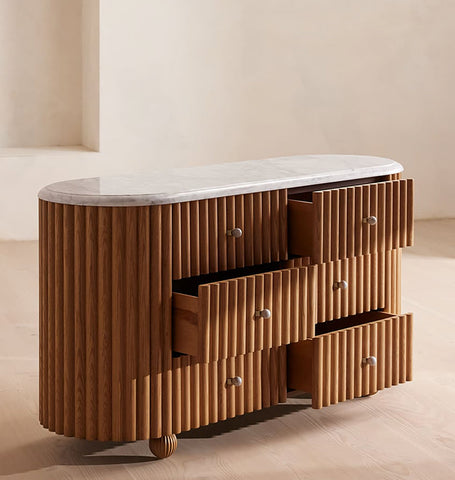Ava Marble Hallway Sideboard, Solid Wood