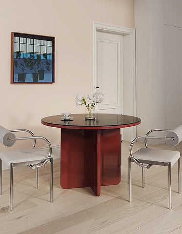 Yadav Glass Top Dining Table, Round Accent Table
