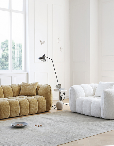 Pooky Pumpkin Single Armchair, White Boucle