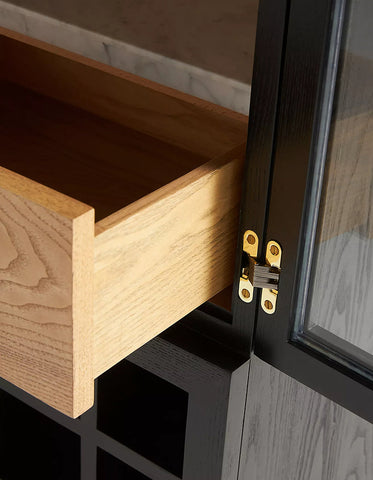 Akhtar Pahlavi Wine Sideboard With Glass Door & Wine Rack, Solid Wood