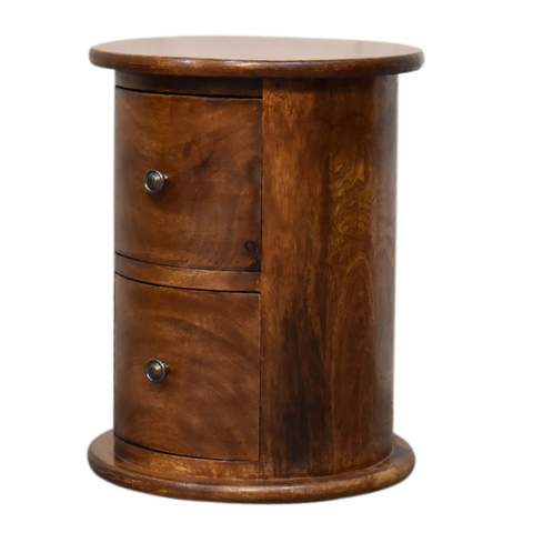 Artisan Furniture Solid Mango Wood Mini Chestnut 2 Drawer Drum Chest